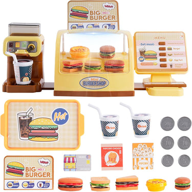 25Pcs Pretend Play Burger Shop With Coffee Machine
